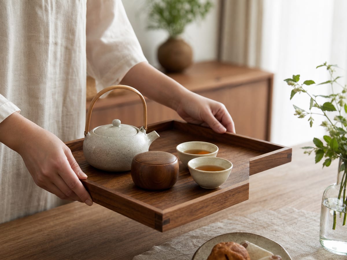 暮らしの中で木の道具を使う様子
